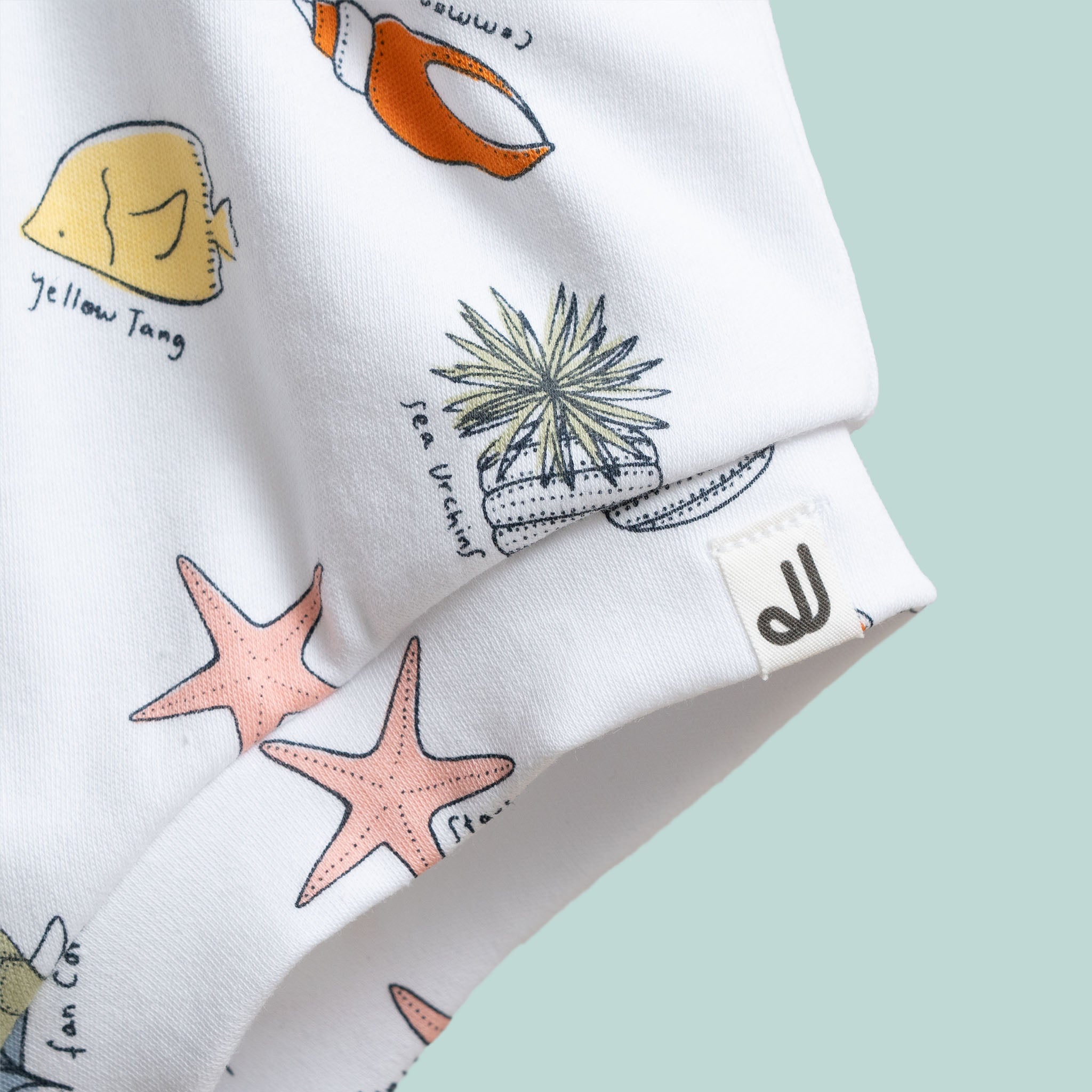 Classic Shorties Beachy Pattern - Sea Creatures and Beachy Things Kids' Shorts for Summer - detail closeup